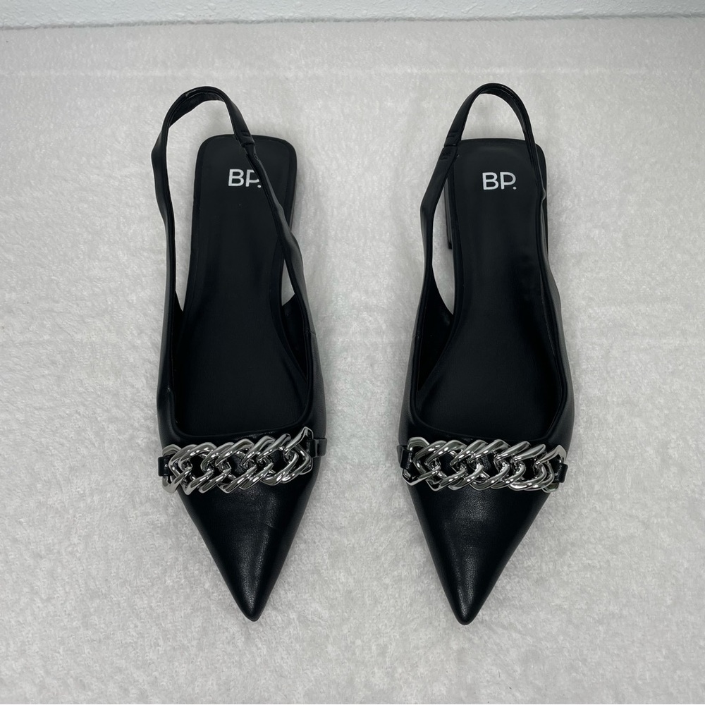 NWOB BP Camille Pointed Toe SlingBack flat in Black size 8.5